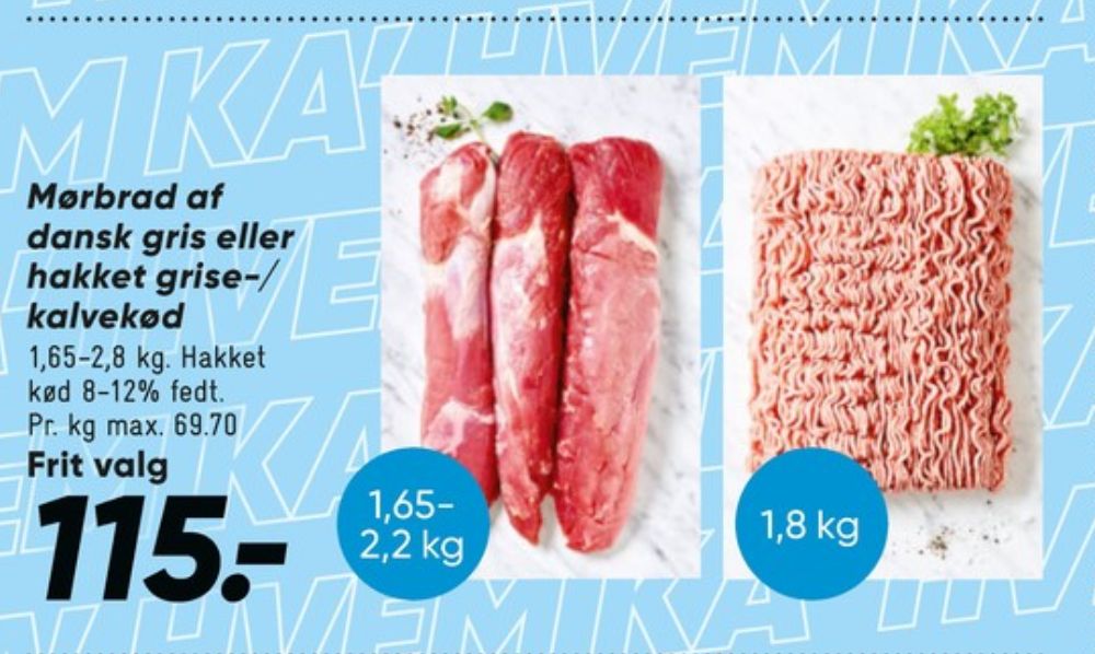 Hakket kalv og grisekød 8-12%