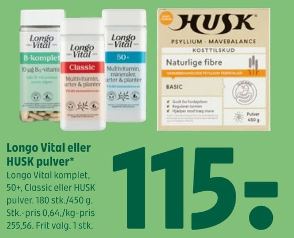 Longo Vital, Vitaminer