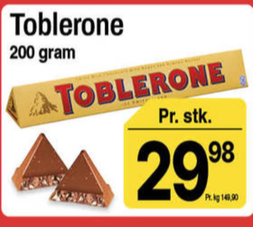 Toblerone, Chokolade