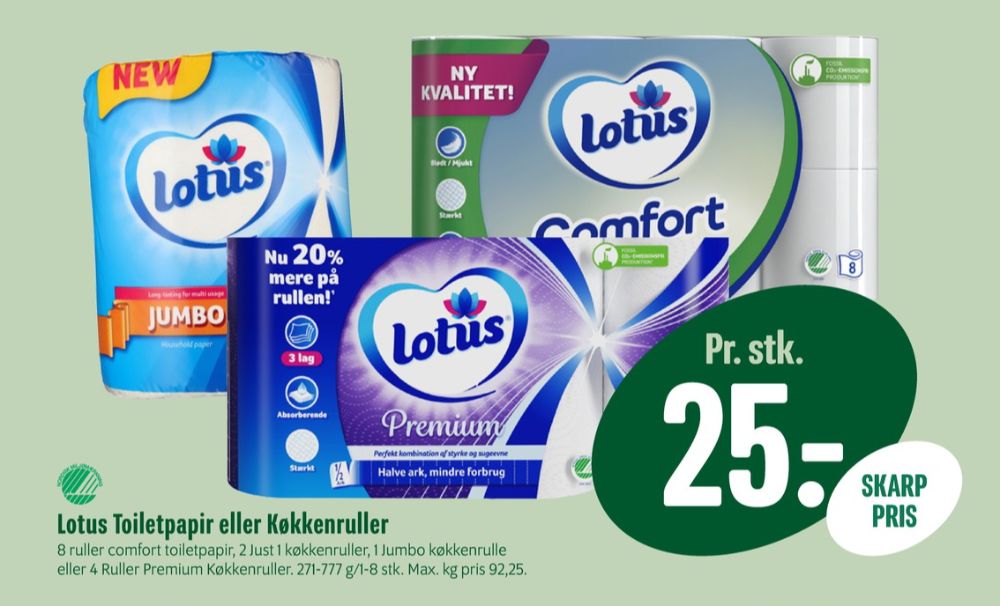 Lotus Comfort, Toiletpapir