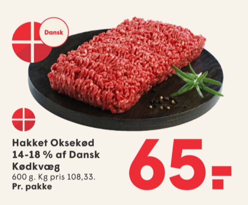 Hakket oksekød 14-18%