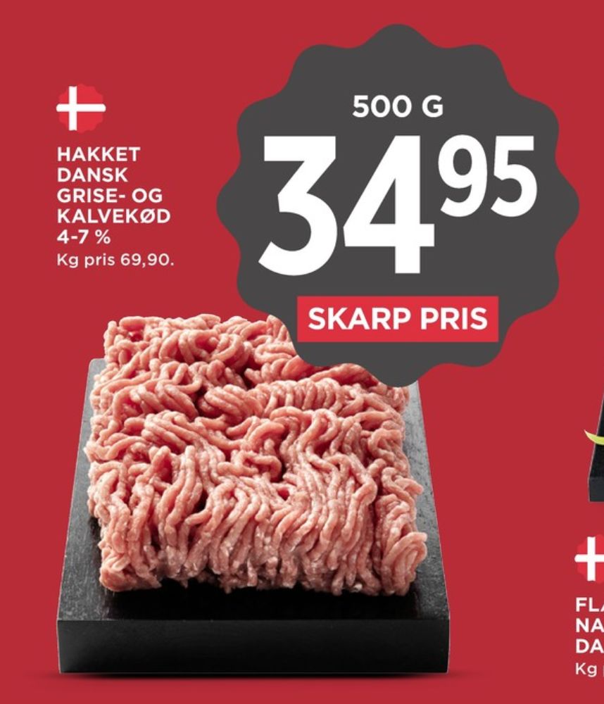 Hakket kalv og grisekød 4-7%