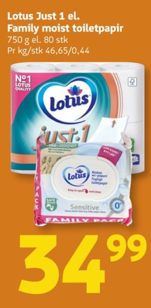 Lotus Moist Sensitive, Fugtigt toiletpapir