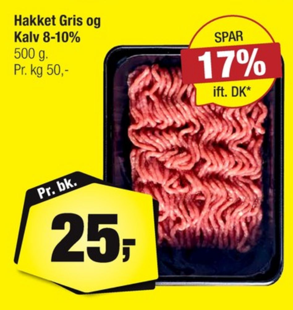 Hakket kalv og grisekød 8-10%