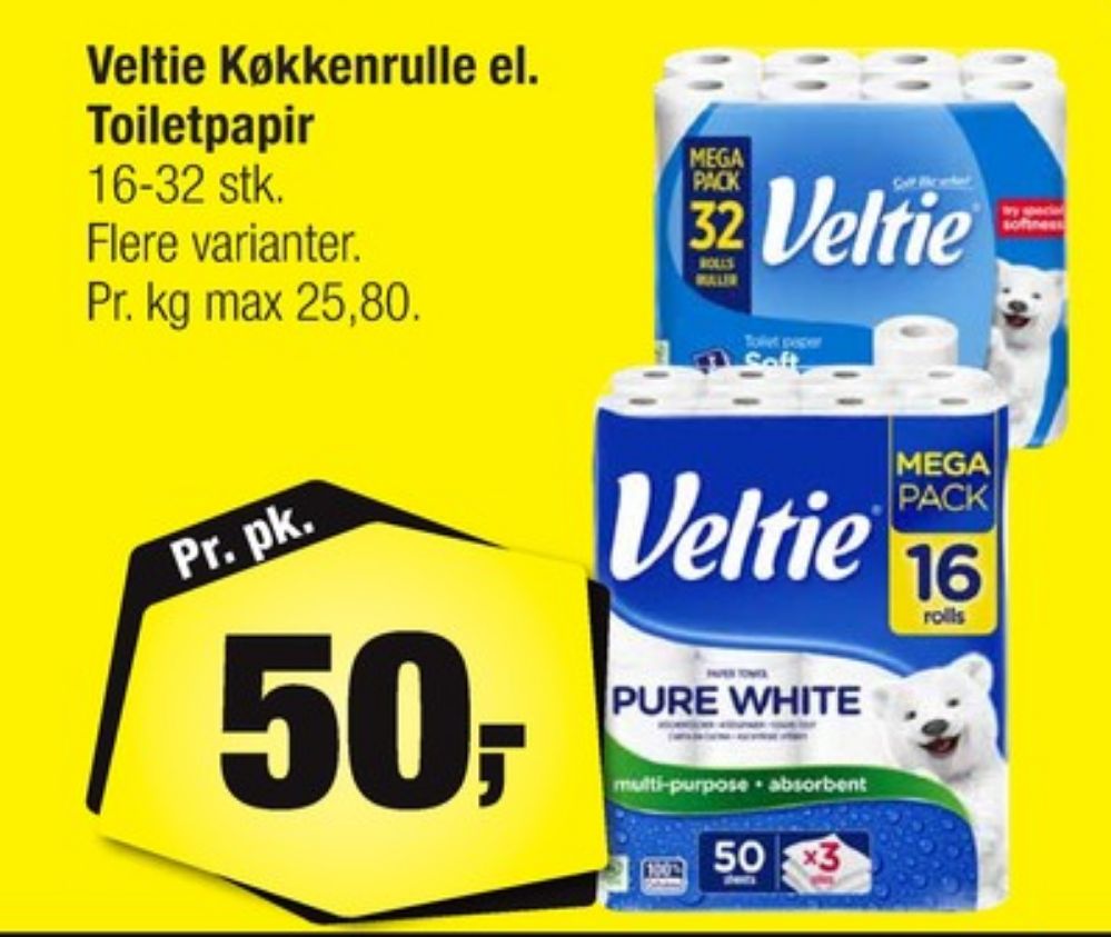 Veltie, Toiletpapir