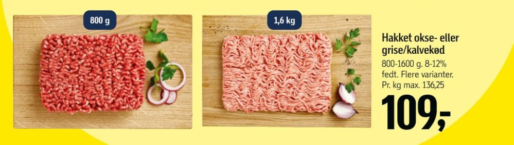 Hakket kalv og grisekød 8-12%