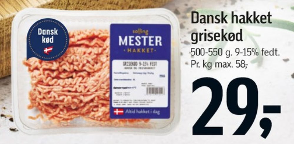 Salling Mester Hakket, Hakket grisekød 9-15%