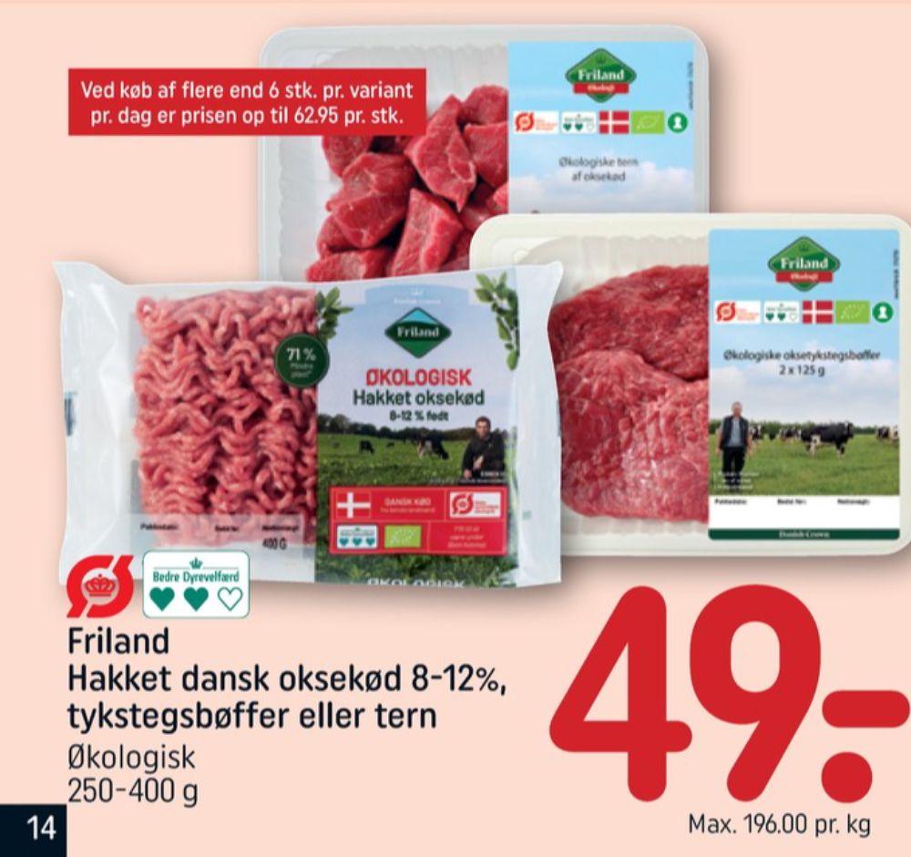 FRILAND Økologi, Hakket oksekød 8-12%