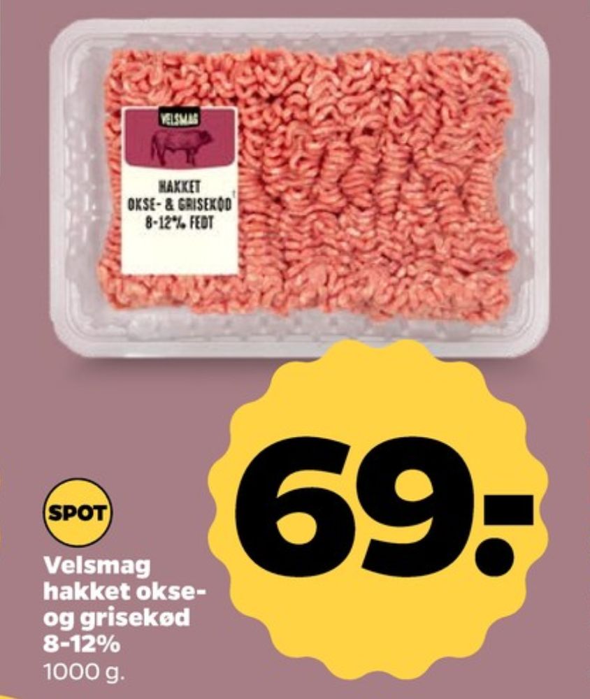 Velsmag, Hakket Okse & Grisekød 8-12%
