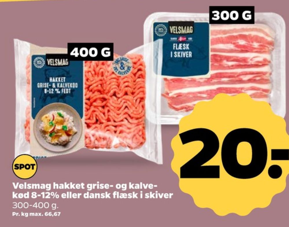 Velsmag, Hakket kalv og grisekød 8-12%