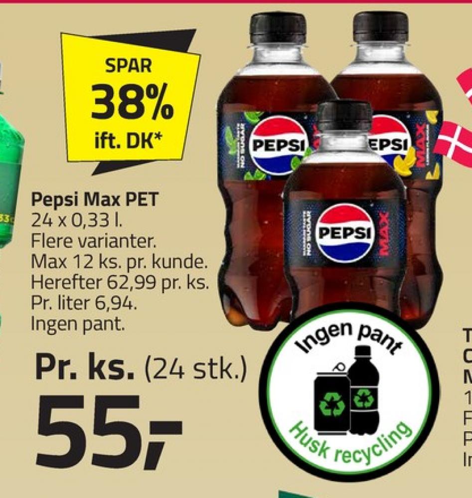 Pepsi Max Lemon, Cola 24 pk.