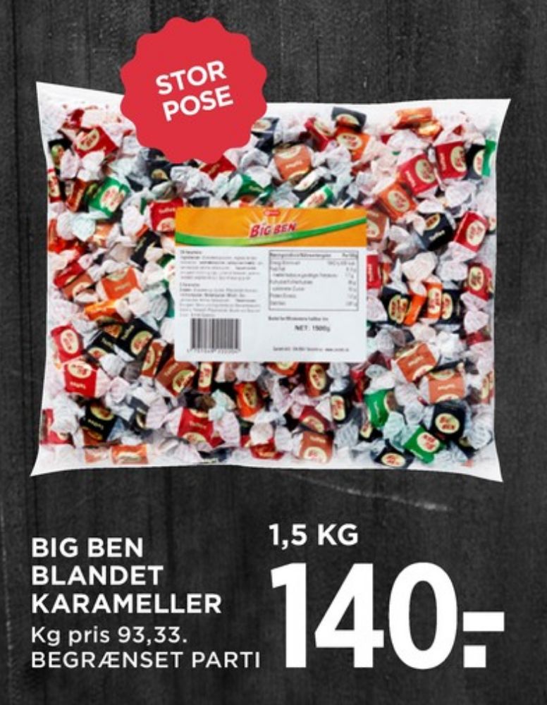 Carletti Big Ben, Karameller Blandede