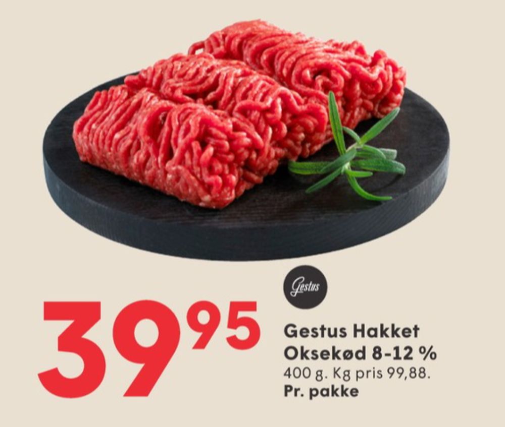 Gestus, Hakket oksekød 8-12%