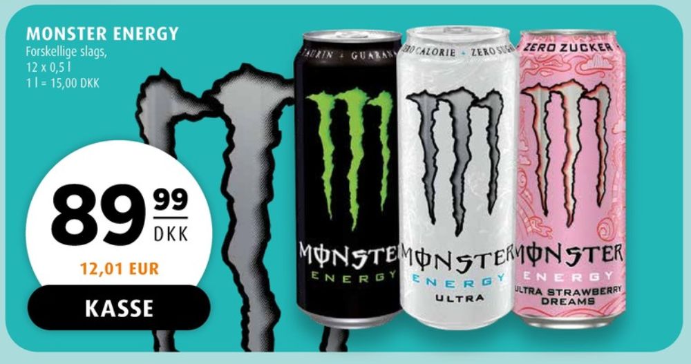 Monster Ultra Strawberry Dreams, Energidrik 12 pk.