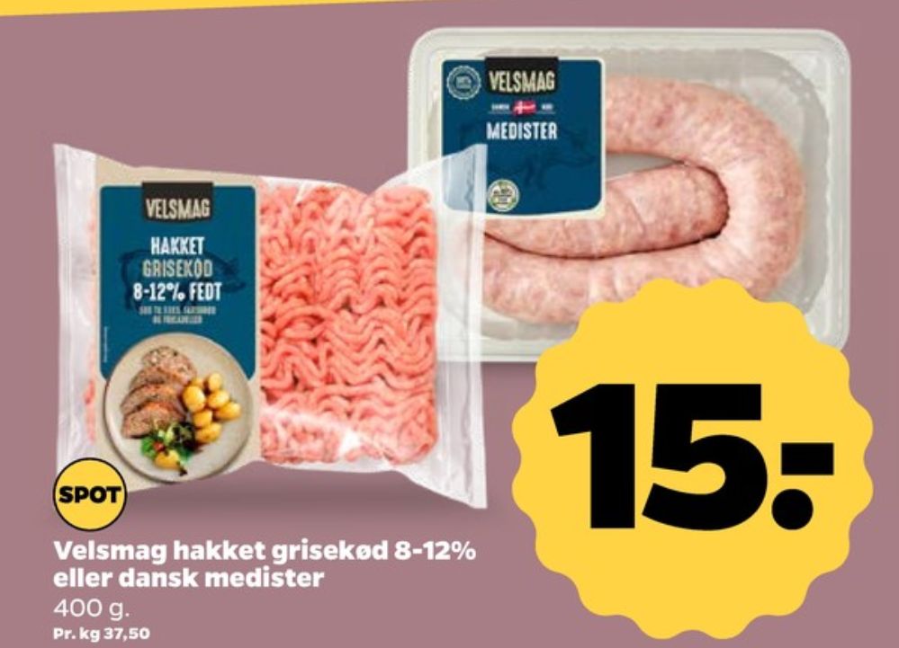 Velsmag, Hakket grisekød 8-12%