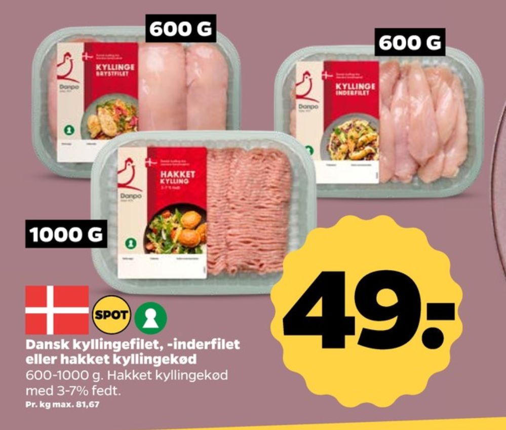 Danpo, Hakket kylling 3-7%