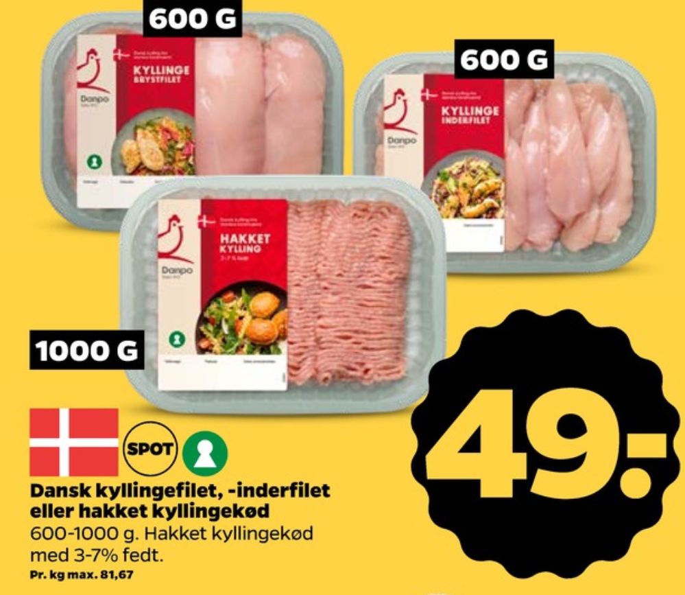 Danpo, Hakket kylling 3-7%