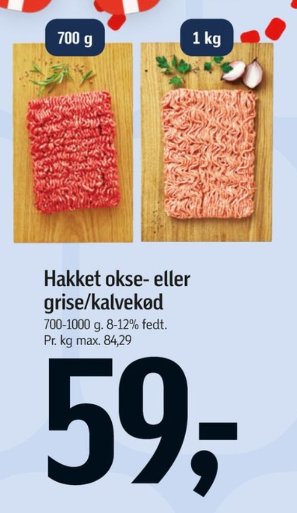 Hakket oksekød 8-12%