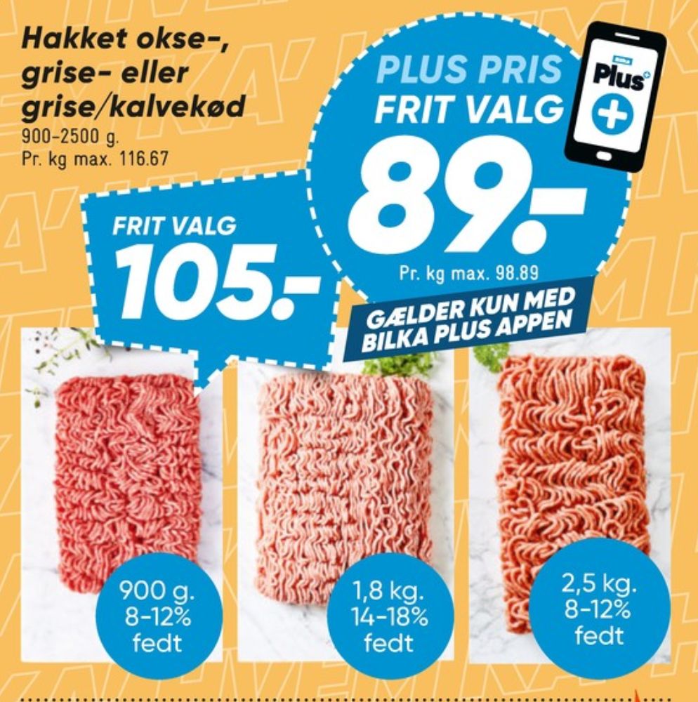 Hakket kalv og grisekød 14-18%