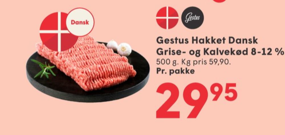 Gestus, Hakket kalv og grisekød 8-12%