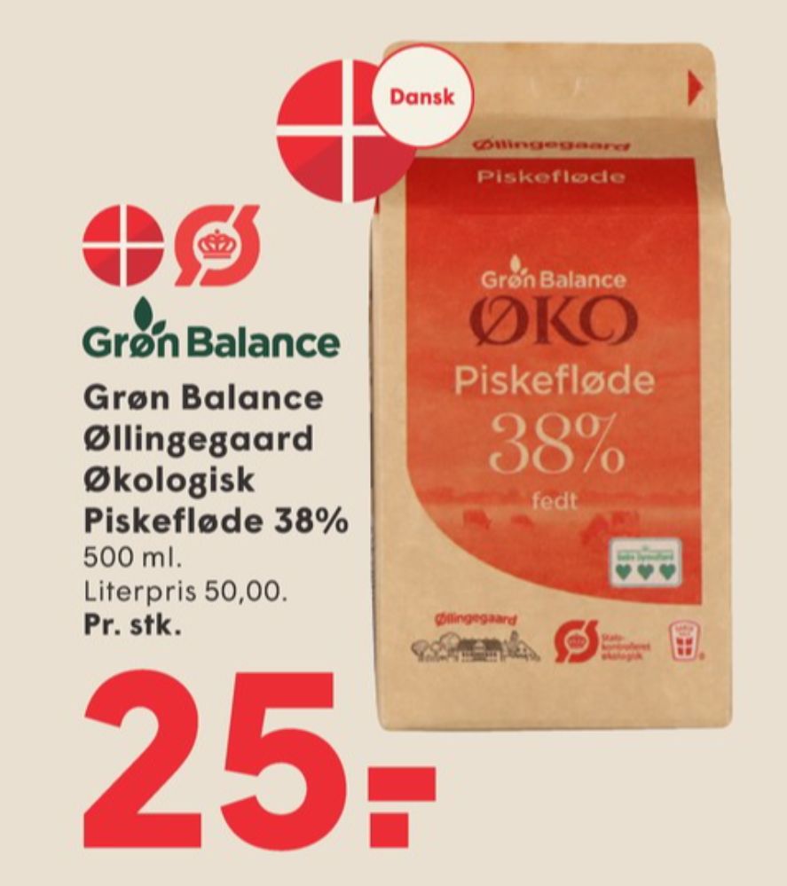 Grøn Balance Øllingegaard, Piskefløde 38%