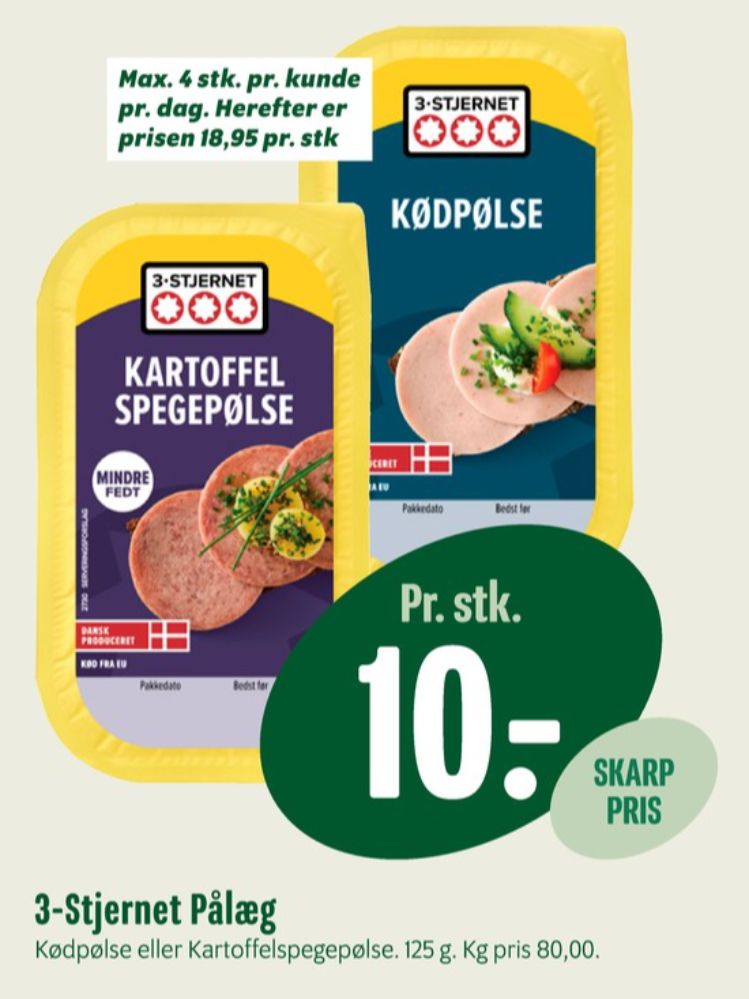 3-stjernet Gul bordpak, Kødpølse