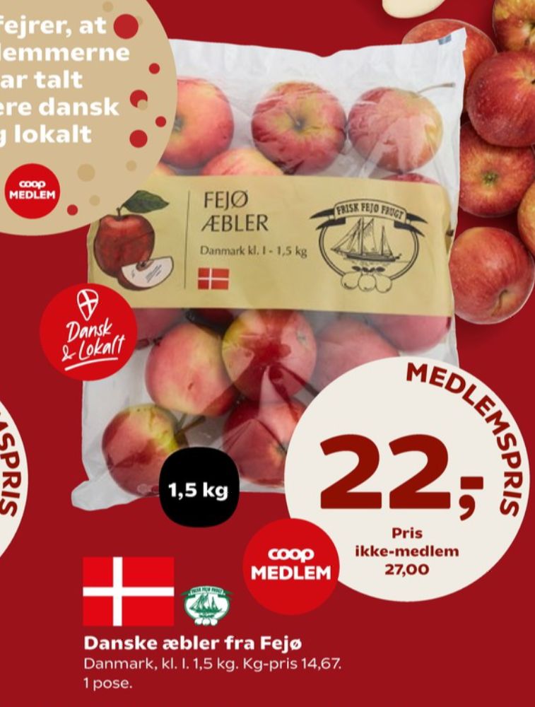 Fejø Dansk Kernefrugt, Æbler