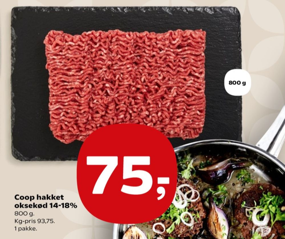 Coop, Hakket oksekød 14-18%