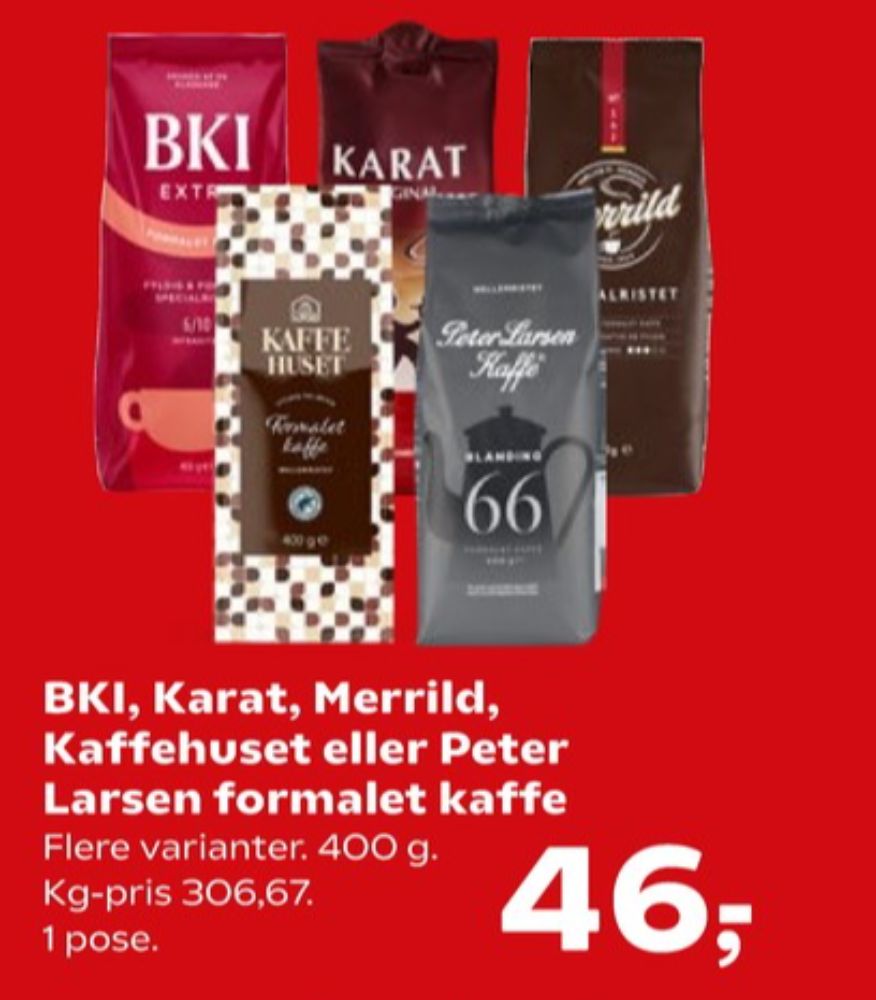BKI Extra Specialristet, Kaffe Formalet