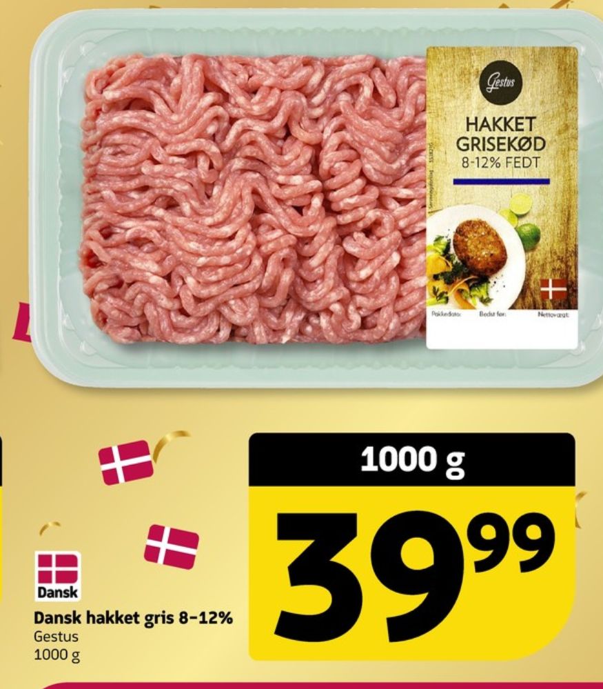 Gestus, Hakket grisekød 8-12%