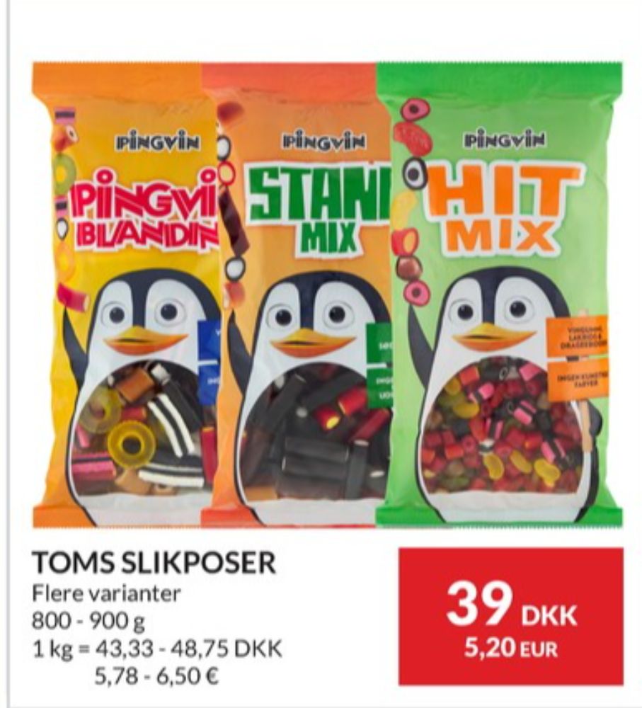 Toms Pingvin Blanding, Slik