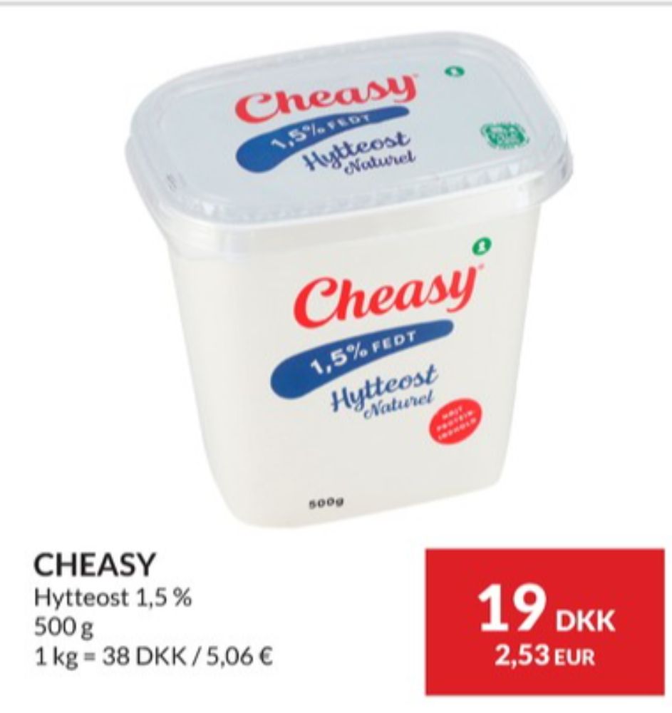 Cheasy, Hytteost naturel 1,5%