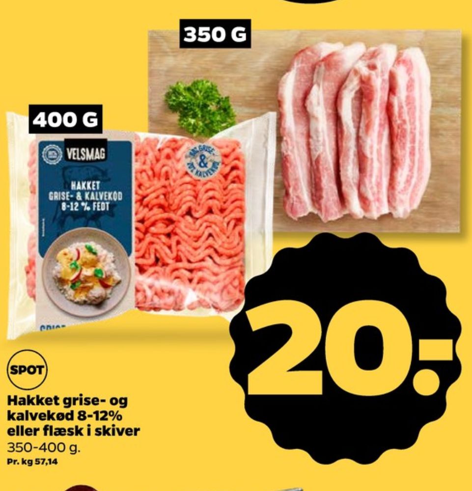 Velsmag, Hakket kalv og grisekød 8-12%