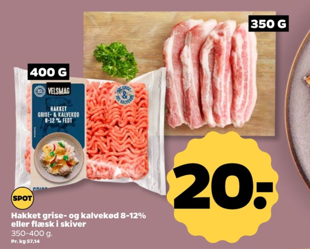 Velsmag, Hakket kalv og grisekød 8-12%