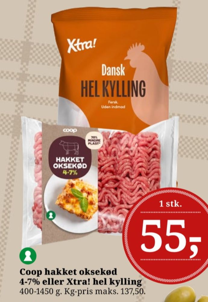 Coop, Hakket oksekød 4-7%
