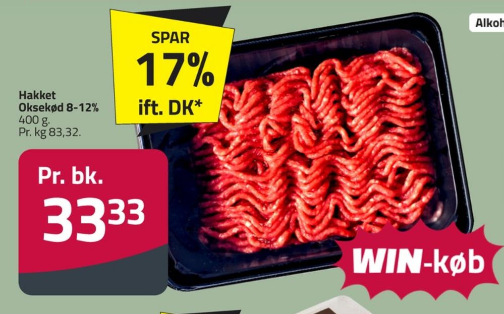Hakket oksekød 8-12%