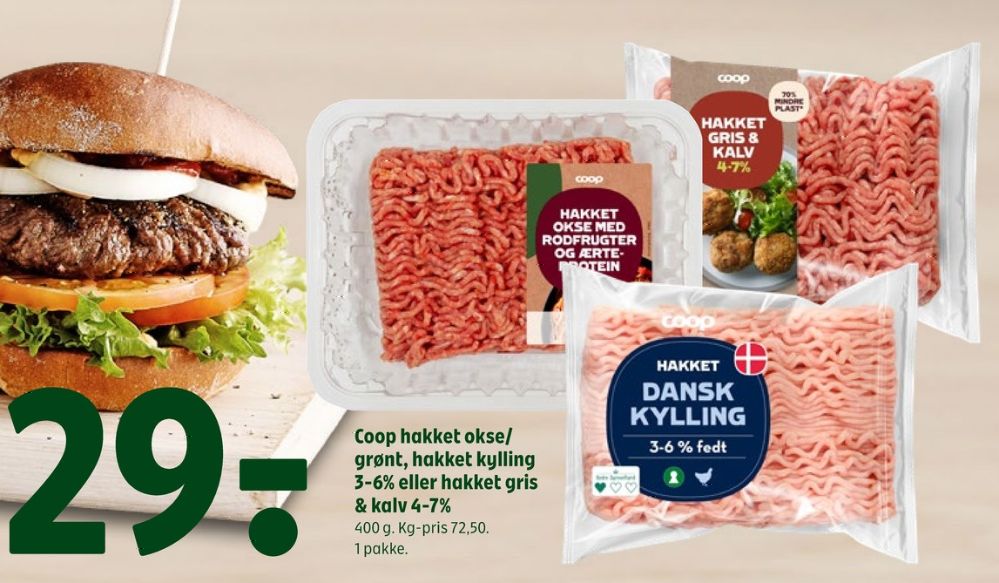 Coop, Hakket oksekød med rodfrugter & ærteprotein