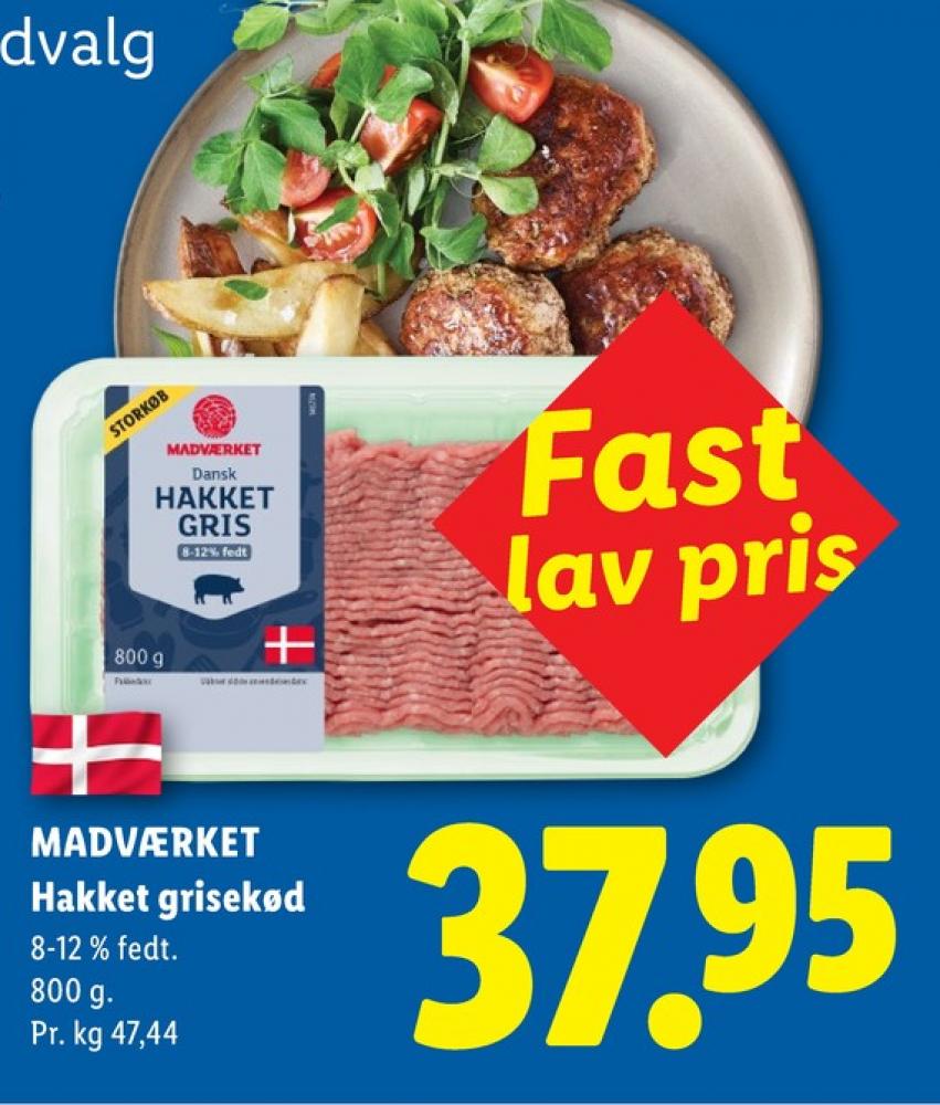 Madværket, Hakket grisekød 8-12%