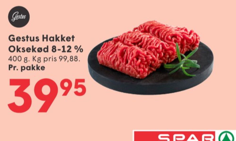 Gestus, Hakket oksekød 8-12%
