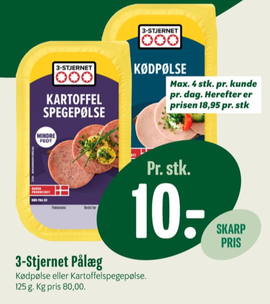 3-stjernet Gul bordpak, Kødpølse
