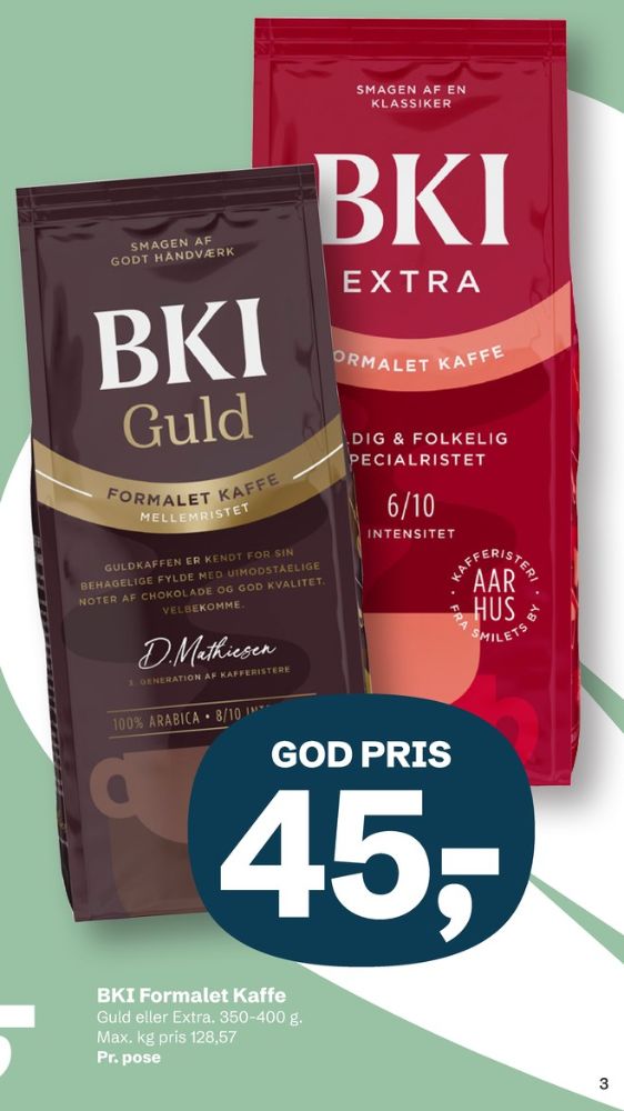 BKI Extra Specialristet, Kaffe Formalet