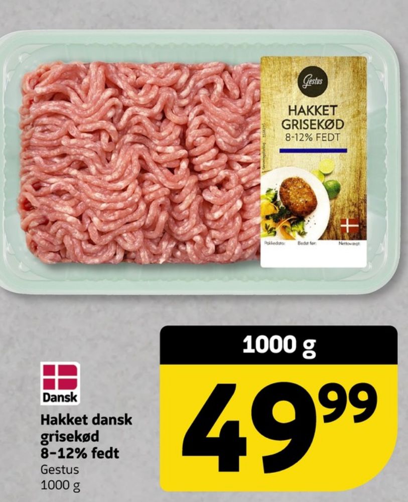 Gestus, Hakket grisekød 8-12%