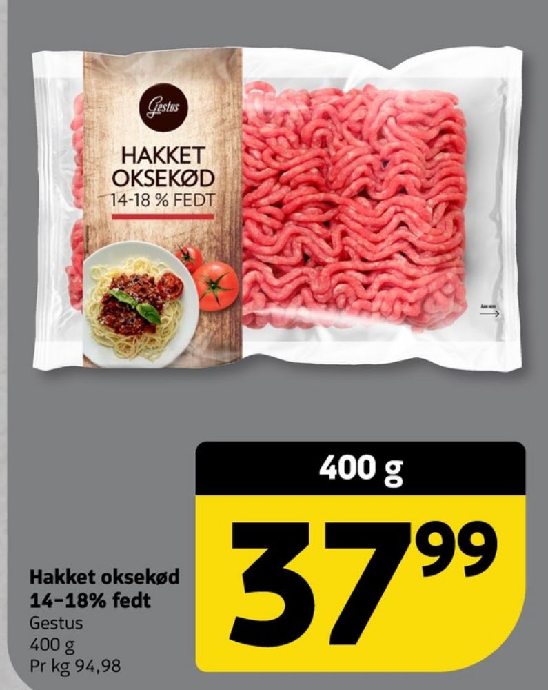 Gestus, Hakket oksekød 14-18%