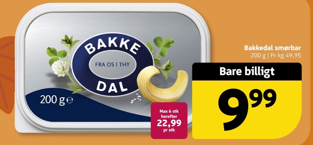 Bakkedal, Smørbar