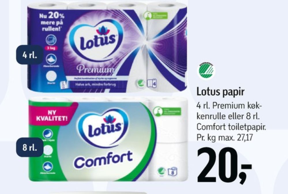 Lotus Comfort, Toiletpapir