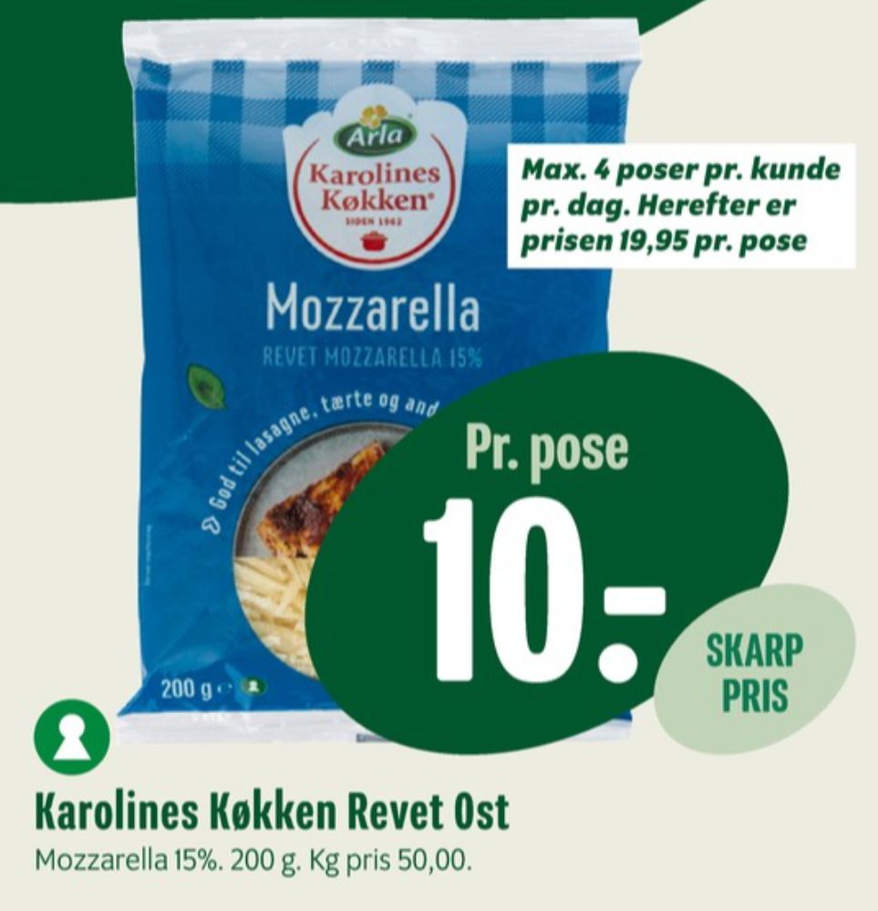 Karolines, Revet ost Mozzarella