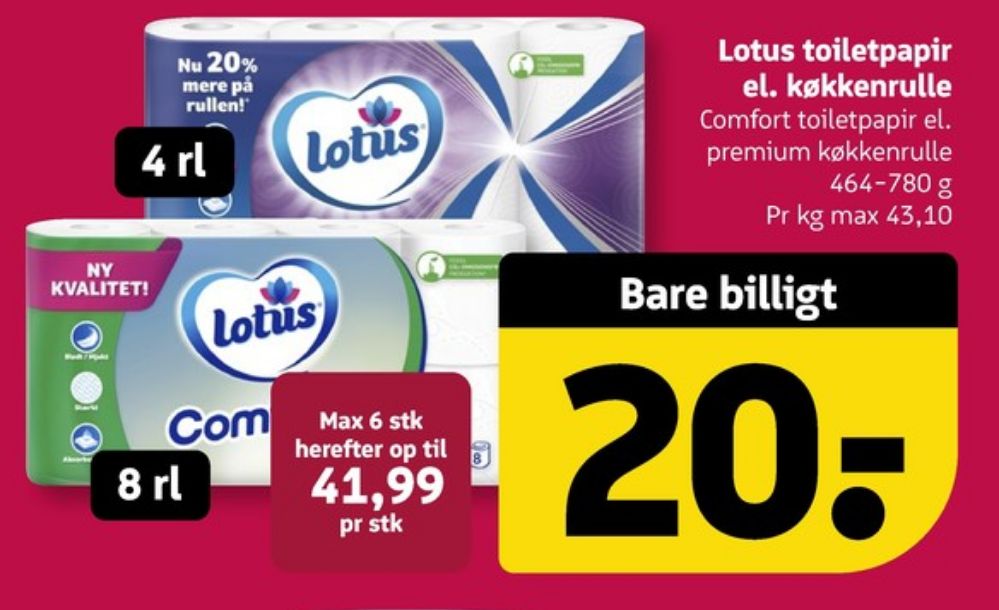 Lotus Comfort, Toiletpapir