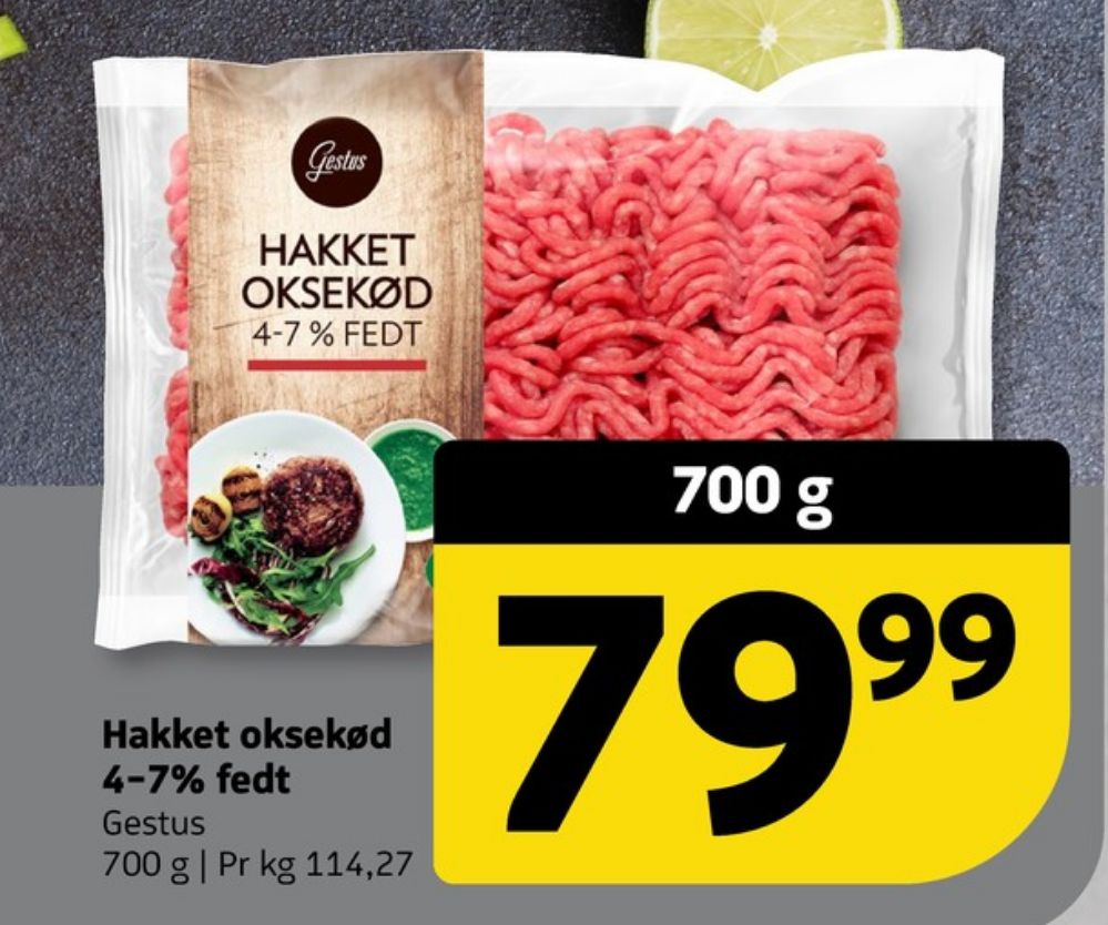 Gestus, Hakket oksekød 4-7%