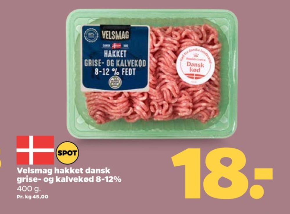 Velsmag, Hakket kalv og grisekød 8-12%