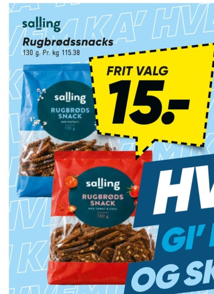 Salling, Rugbrødssnack med havsalt
